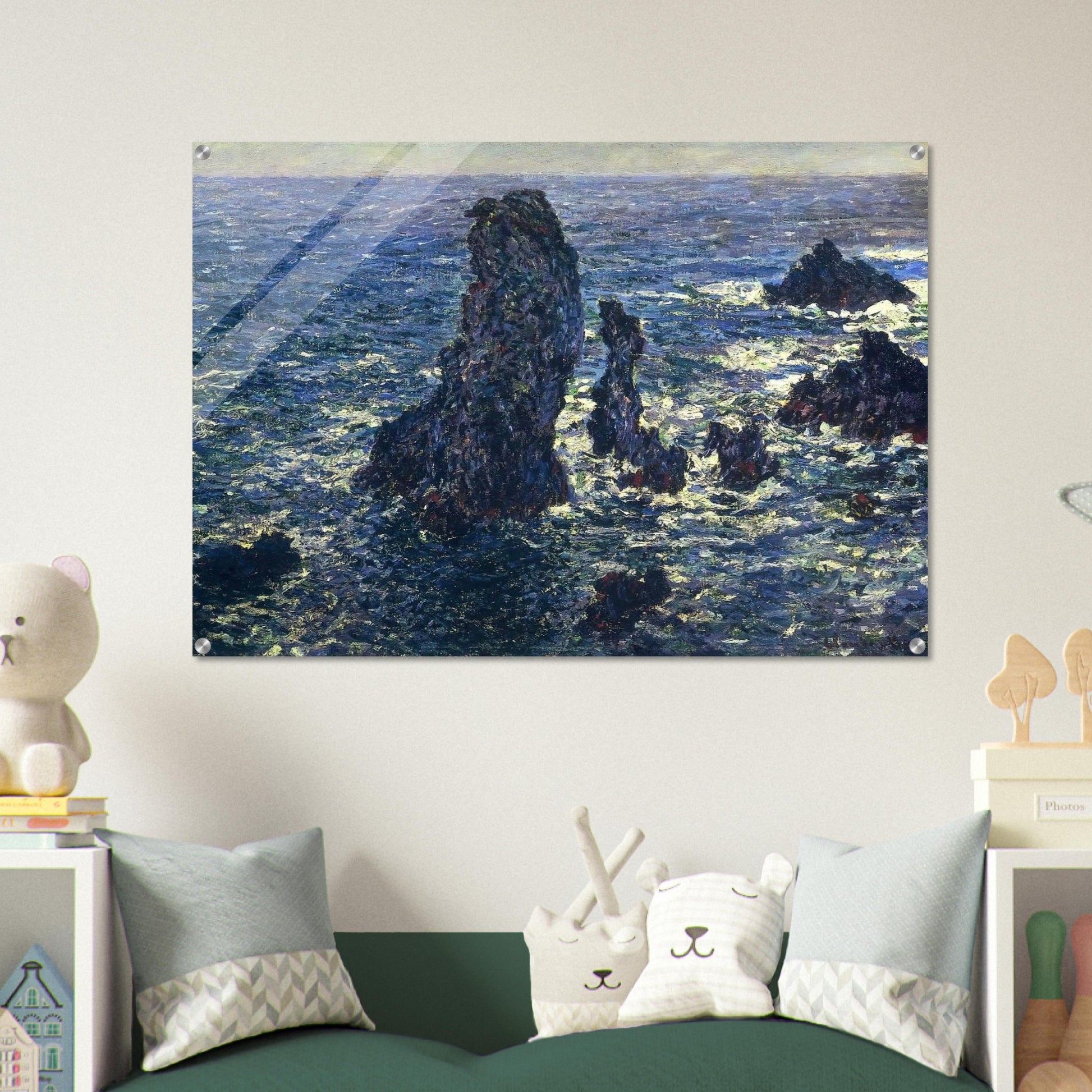 The Pyramids, Cliffs at Belle-Ile - claude monet Acrylic Print - 70x100 cm / 28x40″ inches | claude monet Wall Art | claude monet Prints