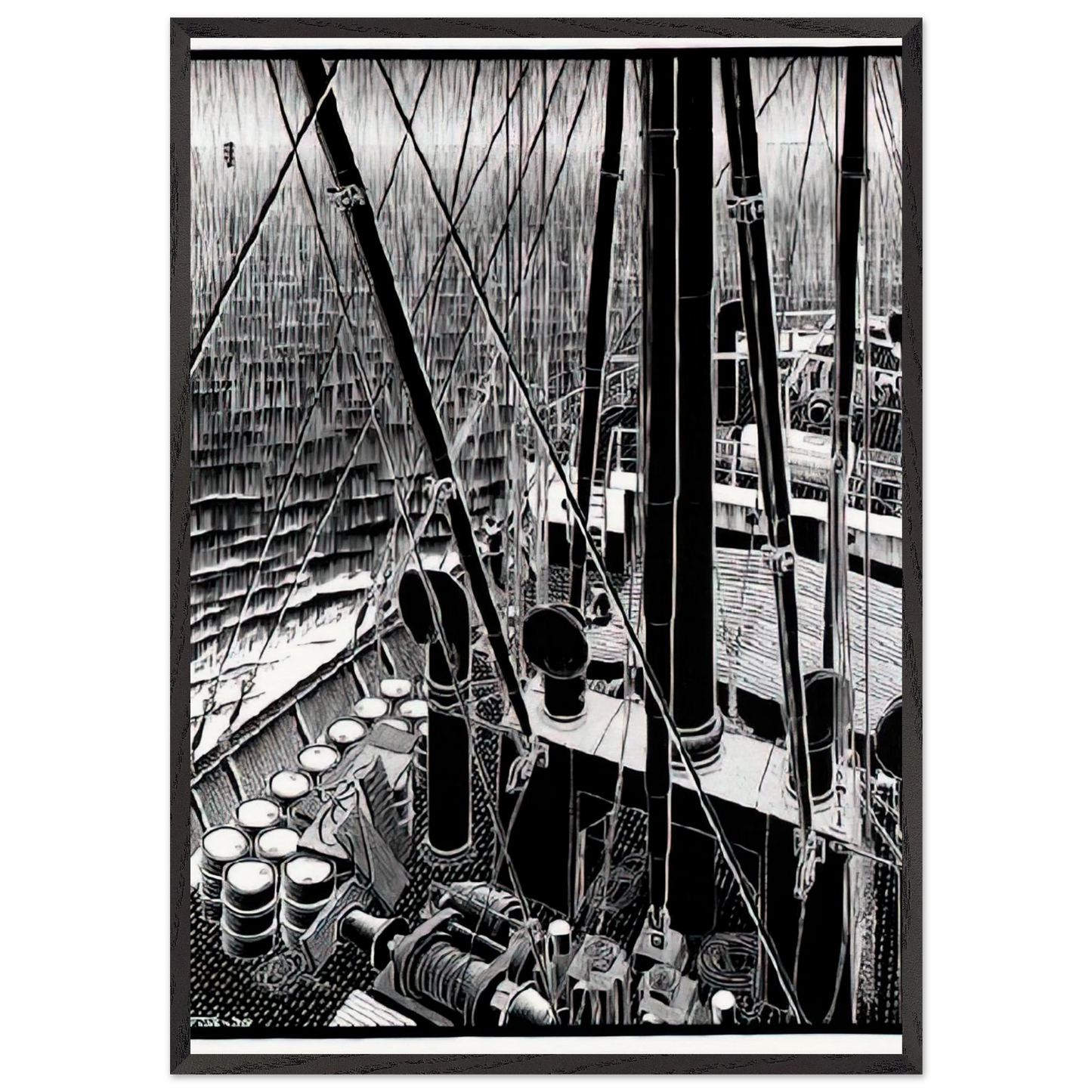 FREIGHTER SEPTEMBER 1936 1936 - MC Escher Framed Art Print – Black Wooden Frame - Default Title - -Framed Art Print