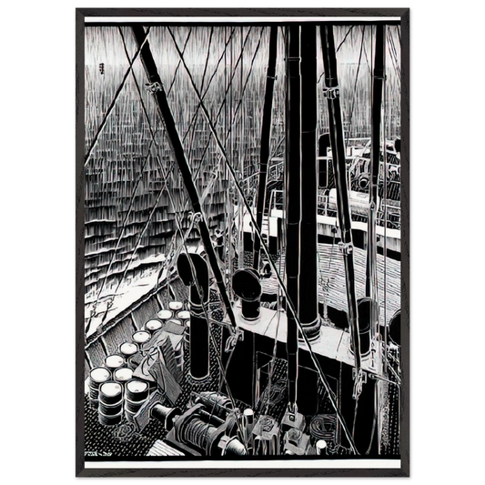 FREIGHTER SEPTEMBER 1936 1936 - MC Escher Framed Art Print – Black Wooden Frame - Default Title - -Framed Art Print