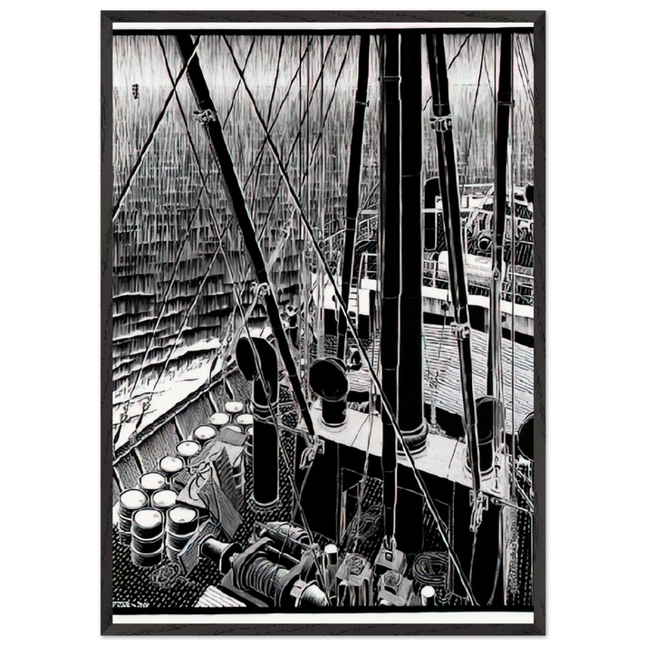 FREIGHTER SEPTEMBER 1936 1936 - MC Escher 70x100 cm / 28x40 inches Framed Art Print – Black Wooden Frame | Maurits Cornelis Escher Prints