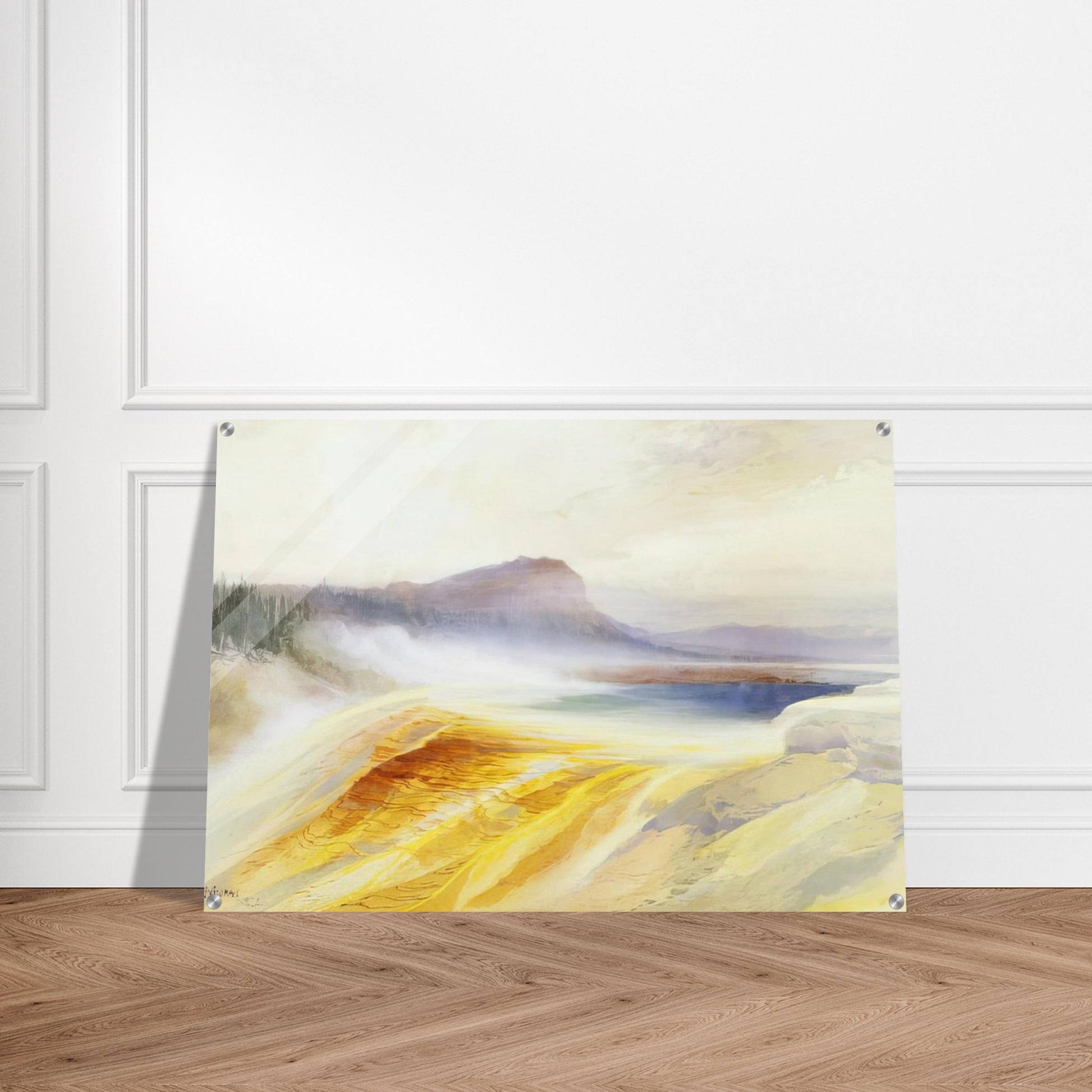 Great Blue Spring of the Lower Geyser Basin - Thomas Moran Acrylic Print - 70x100 cm / 28x40″ inches