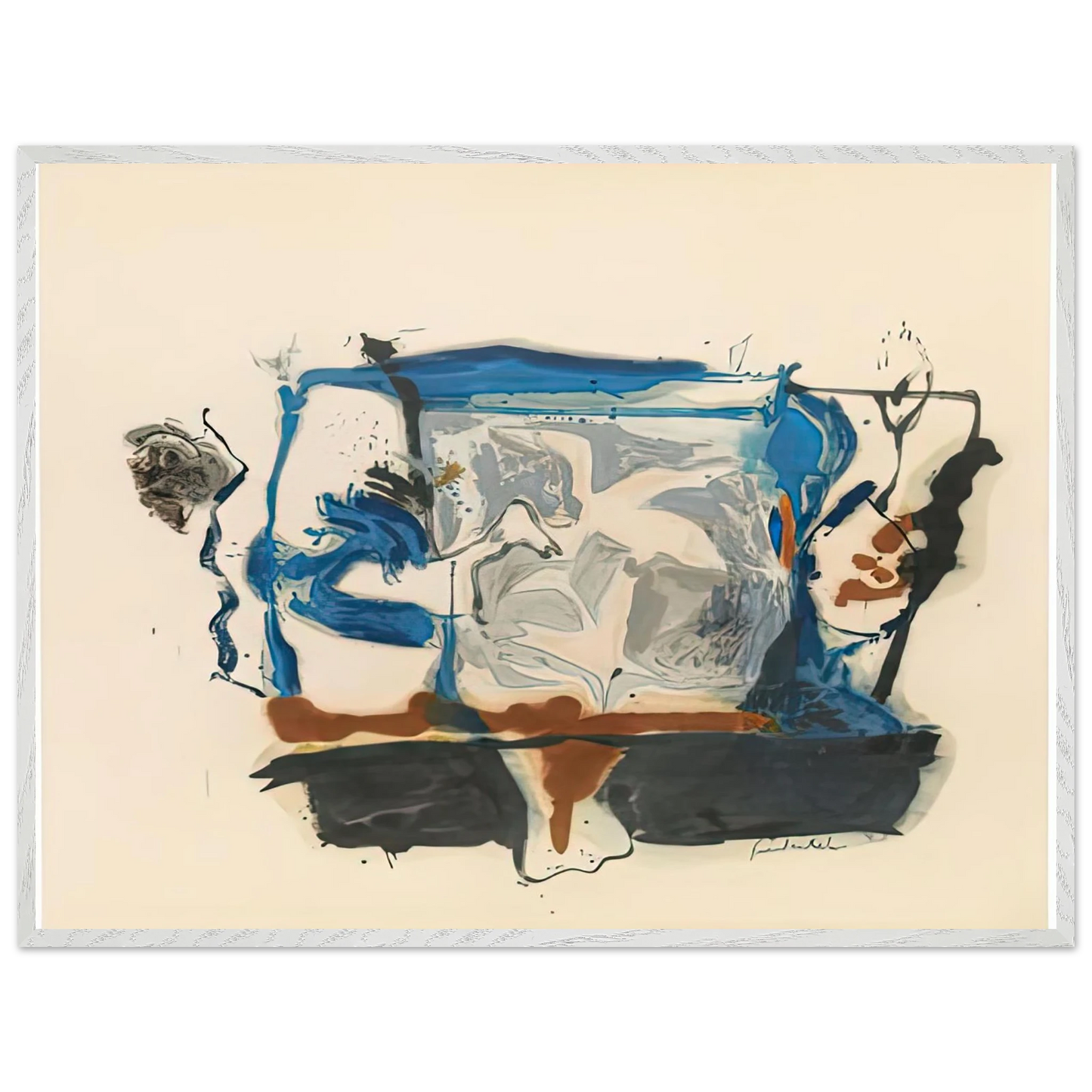 Helen Frankenthaler - Swan Lake II, 1961- Wall Art - 60x80 cm / 24x32 inches - Premium Wooden Framed Poster With Fine Art Paper - Black frame
