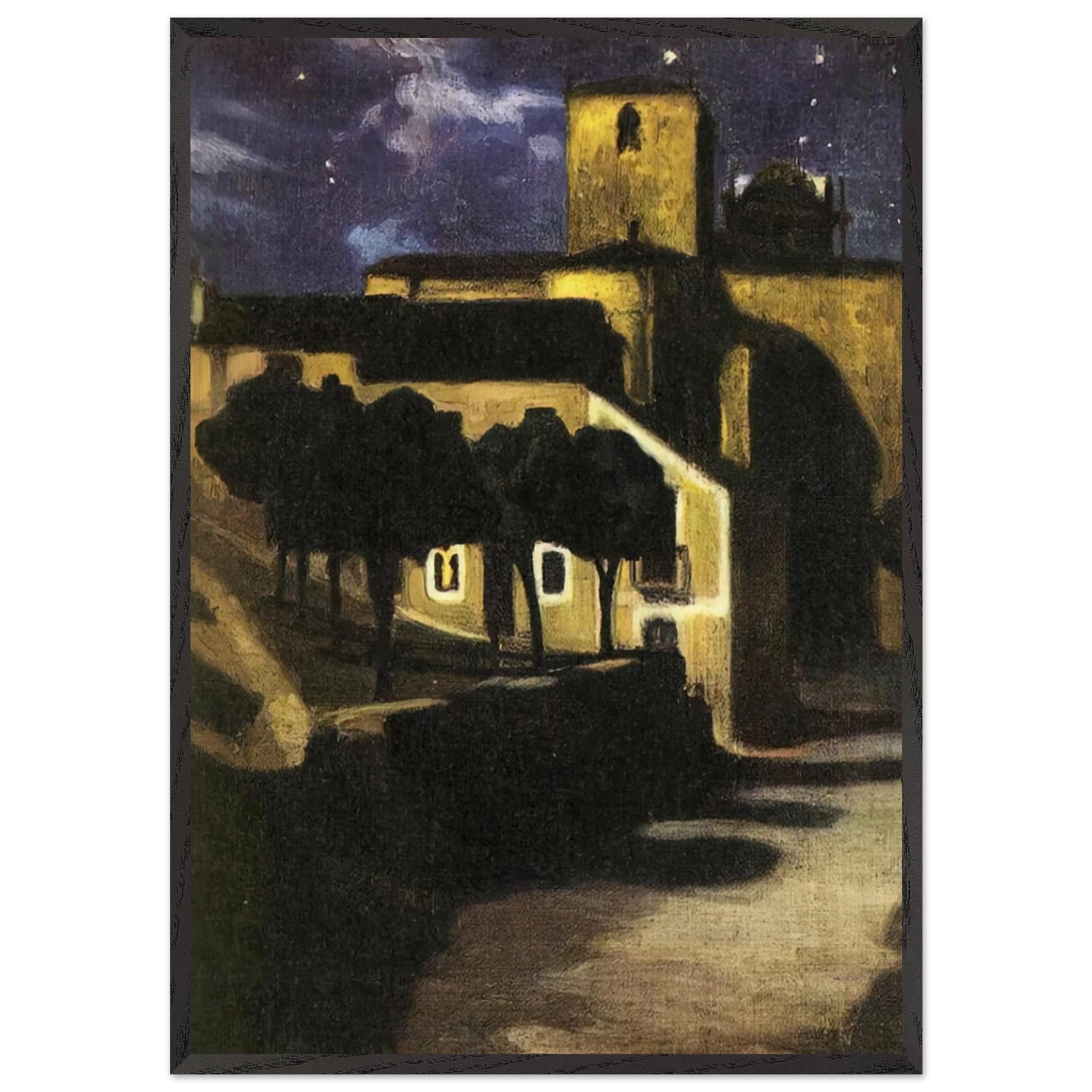NIGHT SCENE IN AVILA 1907 - Diego Rivera Framed Art Print – Black Wooden Frame - Default Title - -Framed Art Print