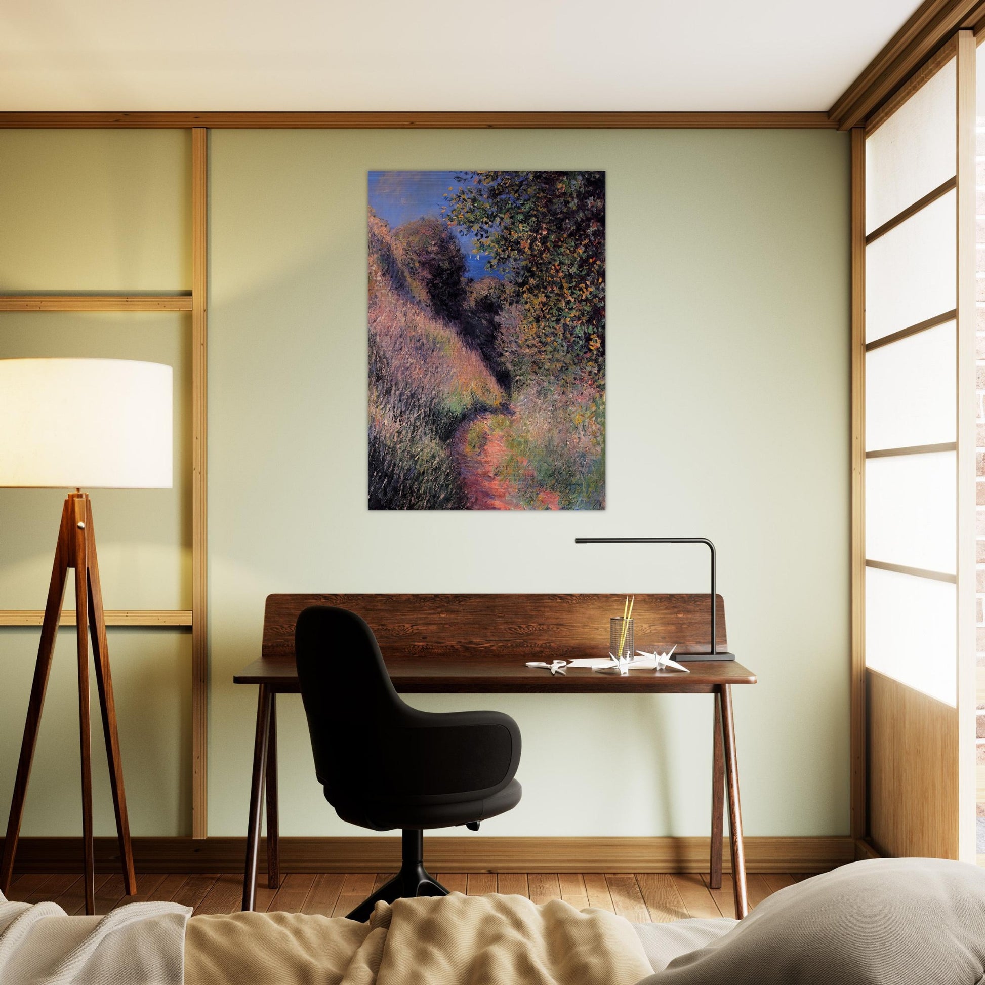 Path at Pourville - claude monet Brushed Aluminum Print - 70x100 cm / 28x40 inches | claude monet Aluminum Print | claude monet Prints