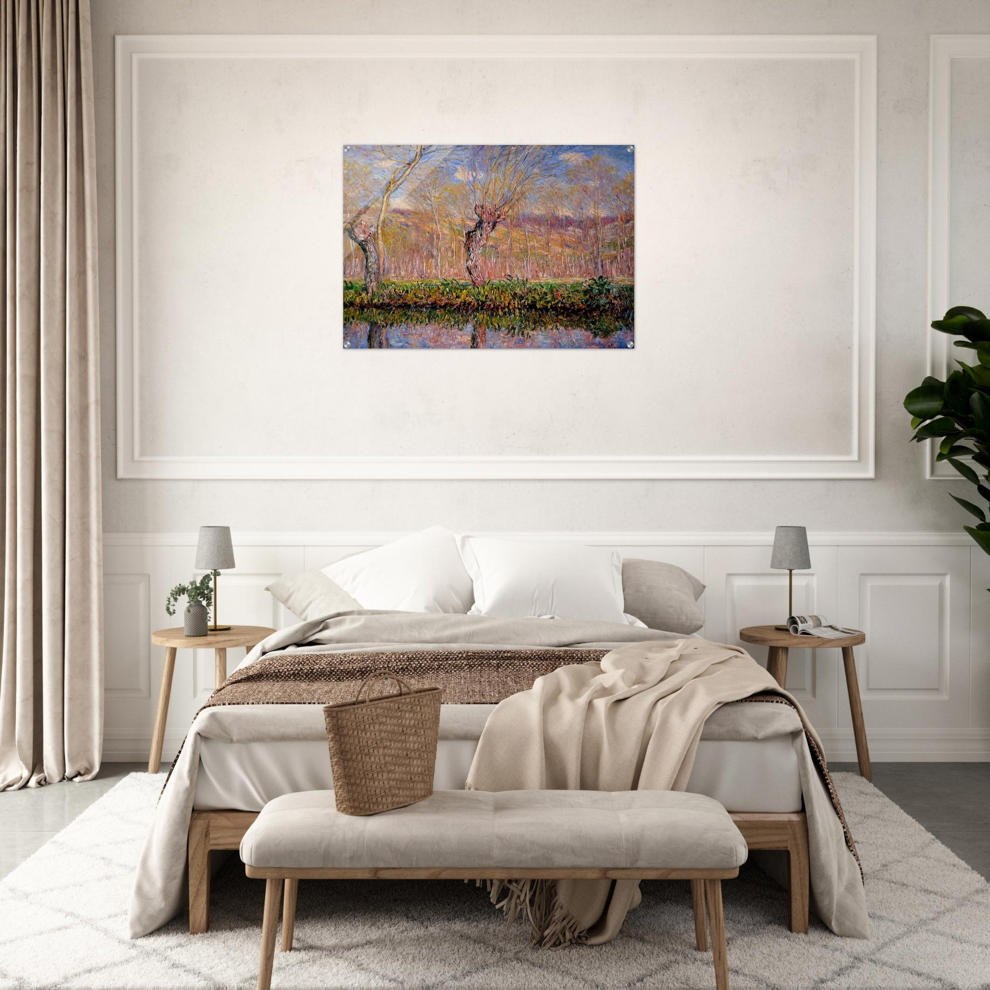 The Banks of the River Epte in Springtime - claude monet Acrylic Print - 70x100 cm / 28x40″ inches | claude monet Wall Art | claude monet Prints