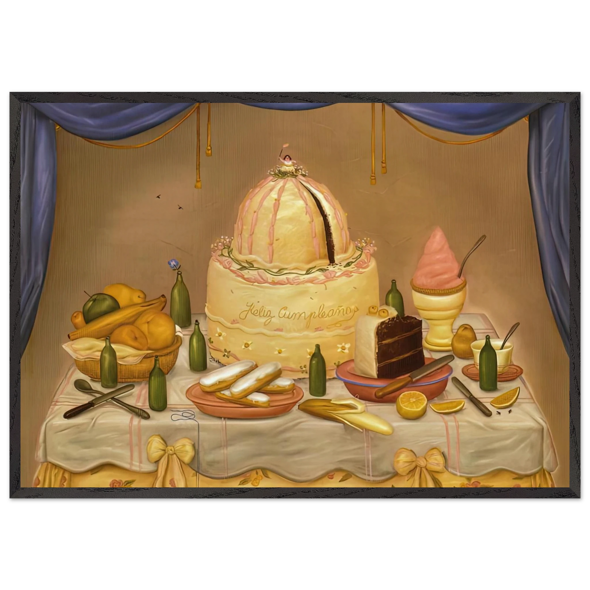 HAPPY BIRTHDAY - Fernando Botero Framed Art Print – Black Wooden Frame - Default Title - -Framed Art Print