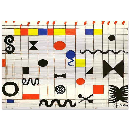 GRID WITH SYMBOLS 1966 - Alexander Calder Brushed Aluminum Print - 70x100 cm / 28x40 inches | Alexander Calder Aluminum Print | Alexander Calder Prints