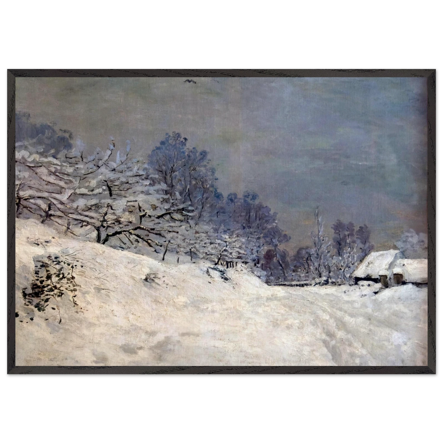 The Road in front of Saint-Simeon Farm in Winter - claude monet Framed Art Print – Black Wooden Frame - Default Title - -Framed Art Print