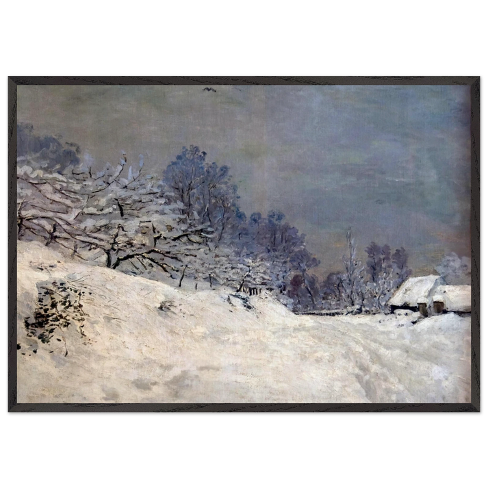 The Road in front of Saint-Simeon Farm in Winter - claude monet 70x100 cm / 28x40 inches Framed Art Print – Black Wooden Frame