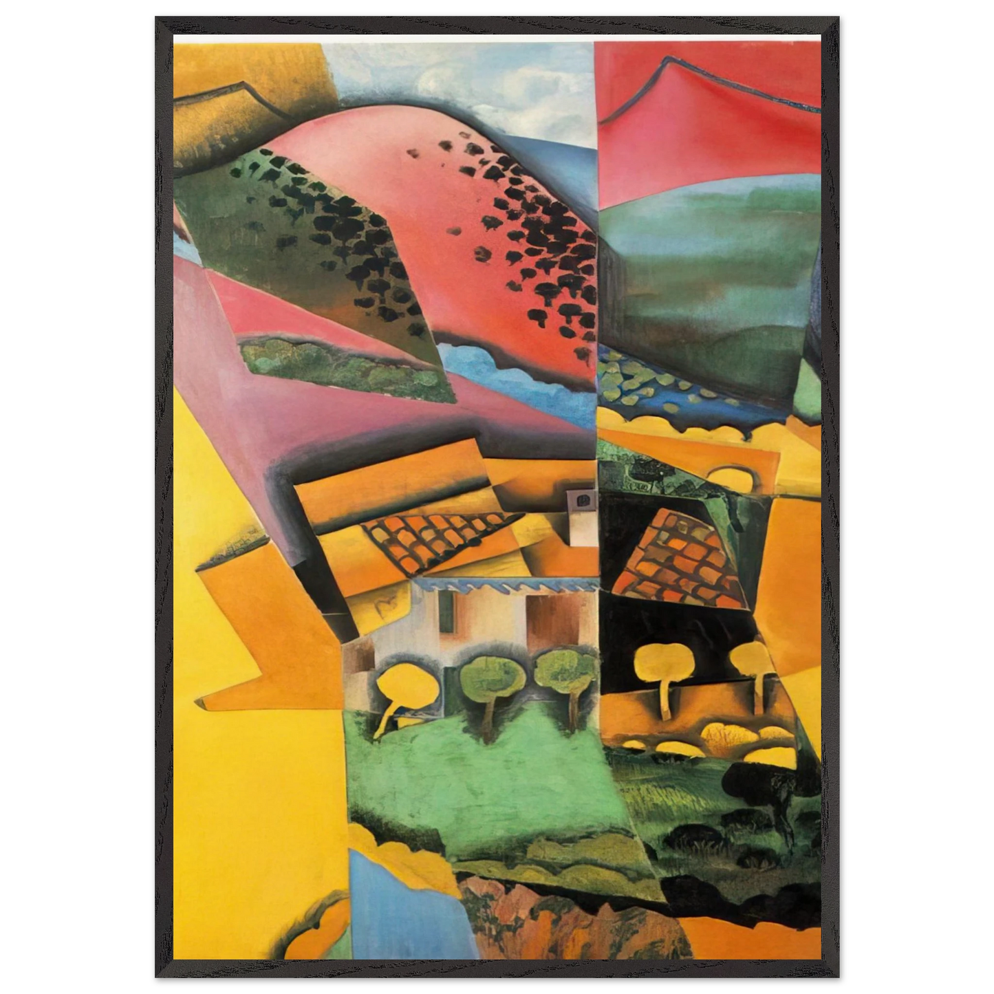 LANDSCAPE AT CERET 1913 - Juan Gris Framed Art Print – Black Wooden Frame - Default Title - -Framed Art Print