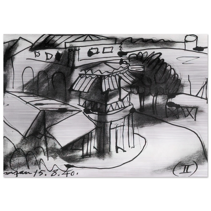 Café in Royan - 1940 - Pablo Picasso Brushed Aluminum Print - 70x100 cm / 28x40 inches | Pablo Picasso Aluminum Print | Pablo Picasso Prints