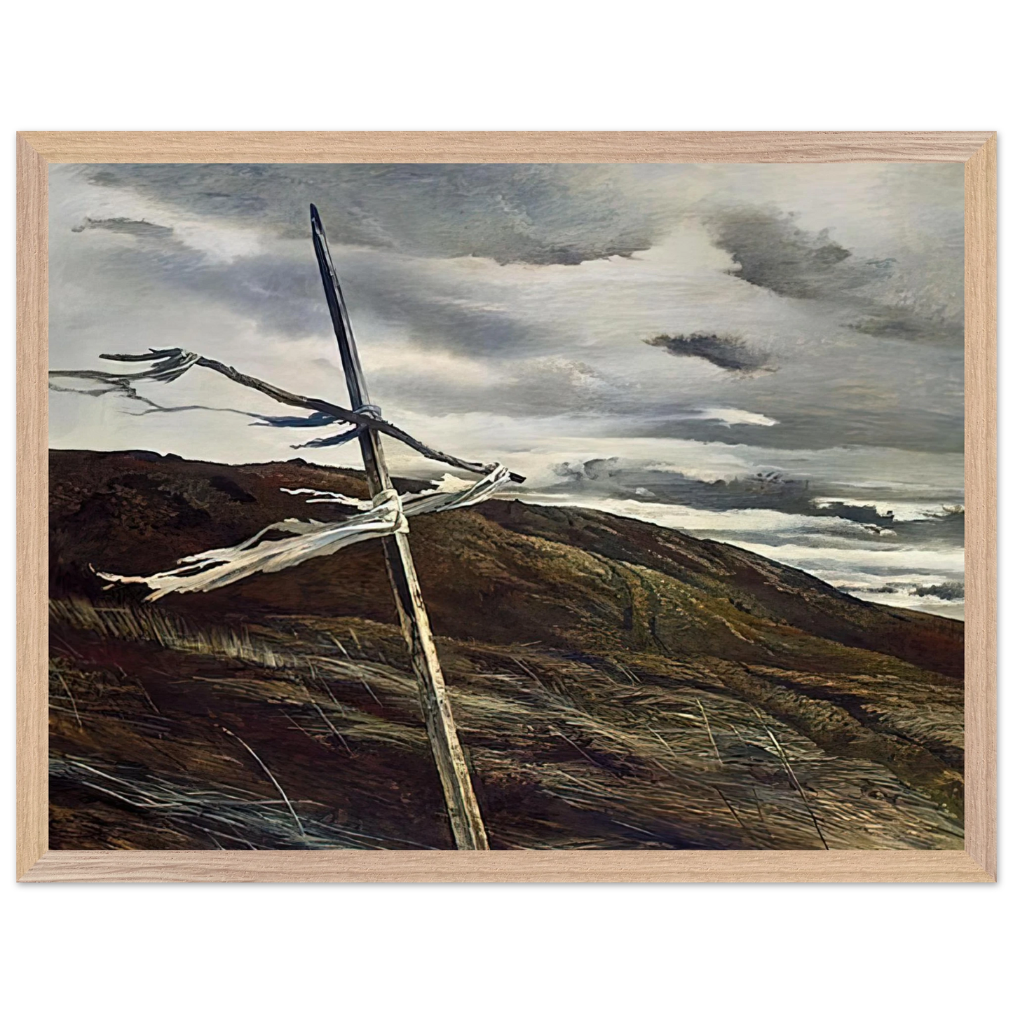 Andrew Wyeth - DODGES RIDGE 1947 Wall Art - 60x80 cm / 24x32 inches - Premium Wooden Framed Poster With Fine Art Paper - Wood frame