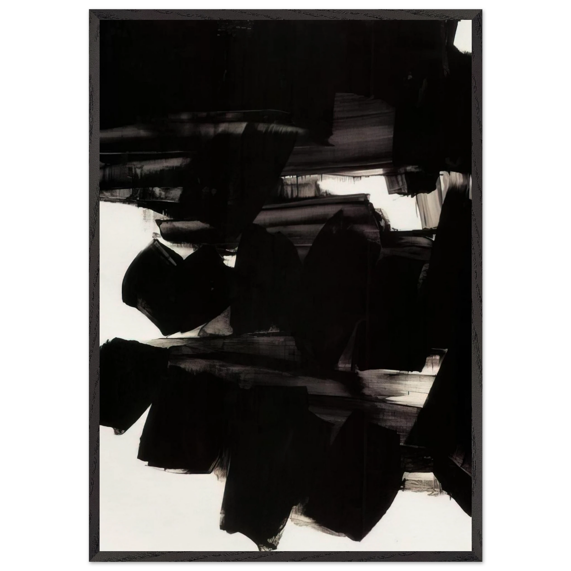 Peinture 260 x 202 cm 19 juin 1963 - 1963 - Pierre Soulages Framed Art Print – Black Wooden Frame - Default Title - -Framed Art Print