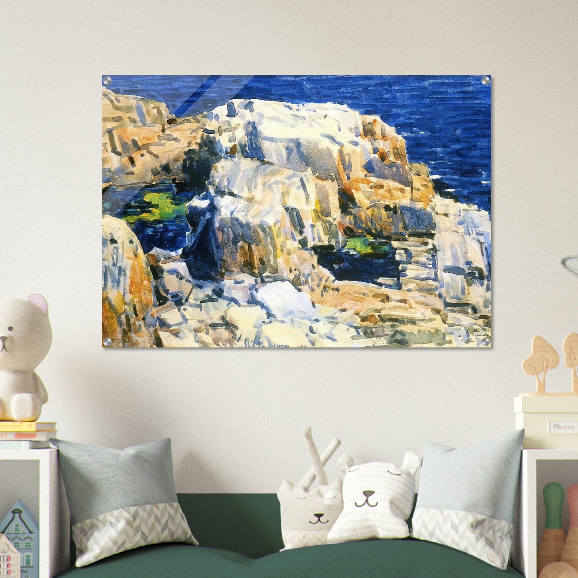 Rocks at Appledore - Childe Hassam Acrylic Print - 70x100 cm / 28x40″ inches | Childe Hassam Wall Art | Childe Hassam Prints