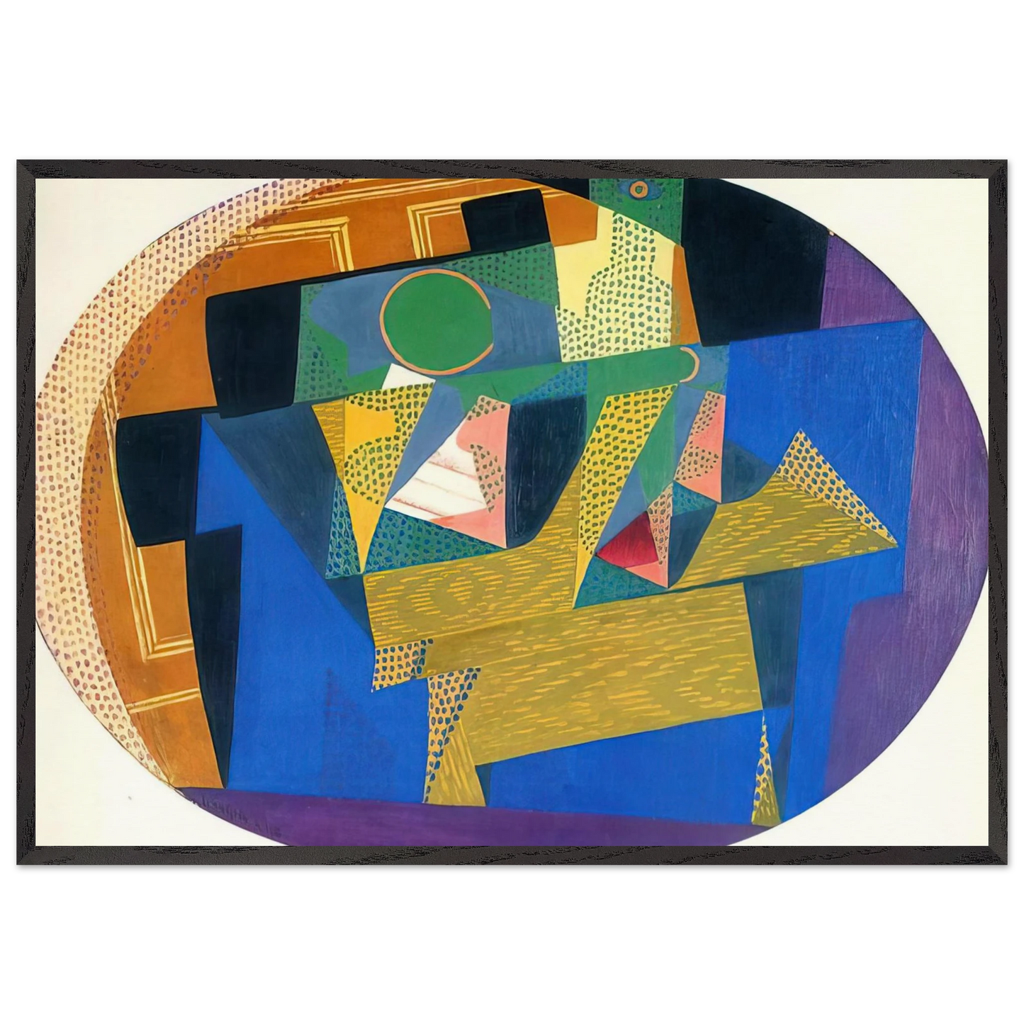 FRUIT BOWL WITH BOTTLE - Juan Gris Framed Art Print – Black Wooden Frame - Default Title - -Framed Art Print