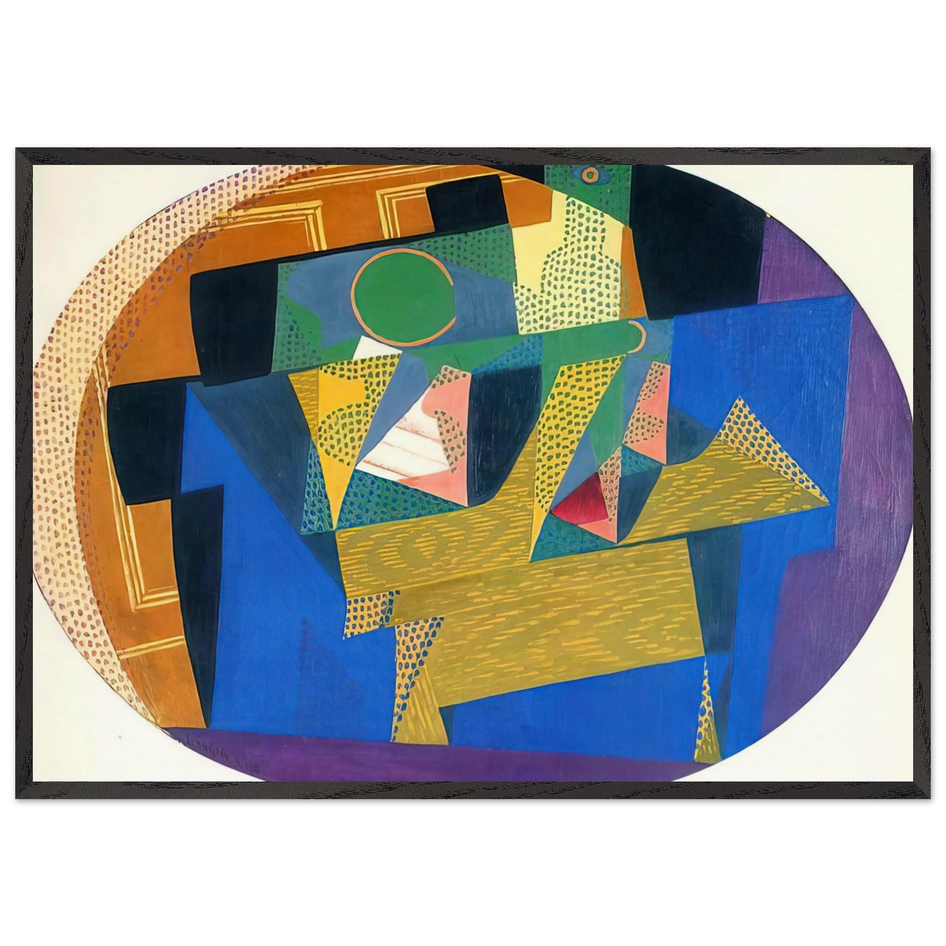 FRUIT BOWL WITH BOTTLE - Juan Gris Framed Art Print – Black Wooden Frame - Default Title - -Framed Art Print