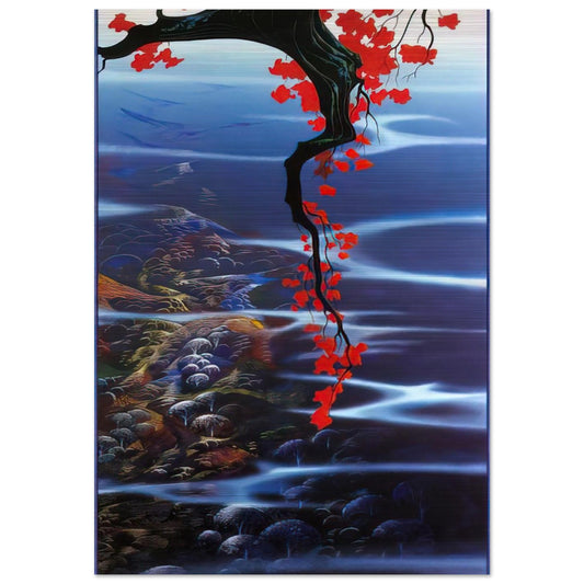 Red Leaves - Eyvind Earle Brushed Aluminum Print - 70x100 cm / 28x40 inches | Eyvind Earle Aluminum Print | Eyvind Earle Prints