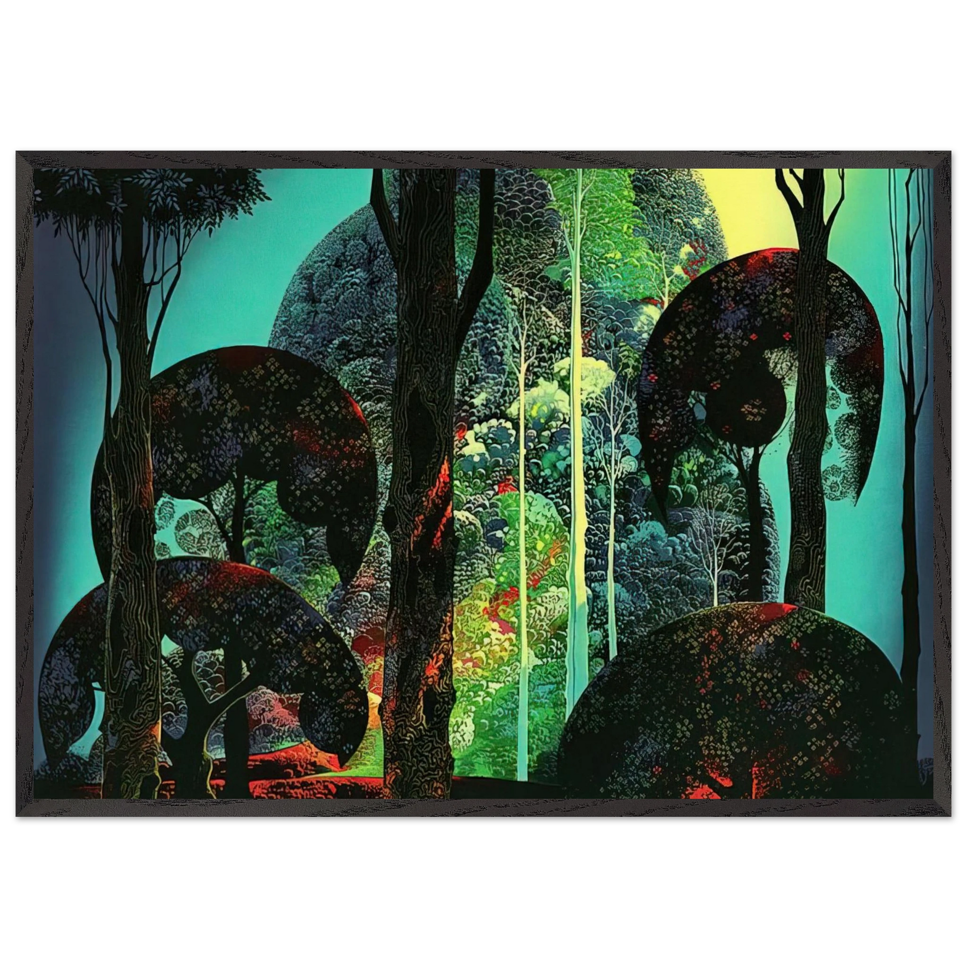 Fired by Sun - Eyvind Earle Framed Art Print – Black Wooden Frame - Default Title - -Framed Art Print