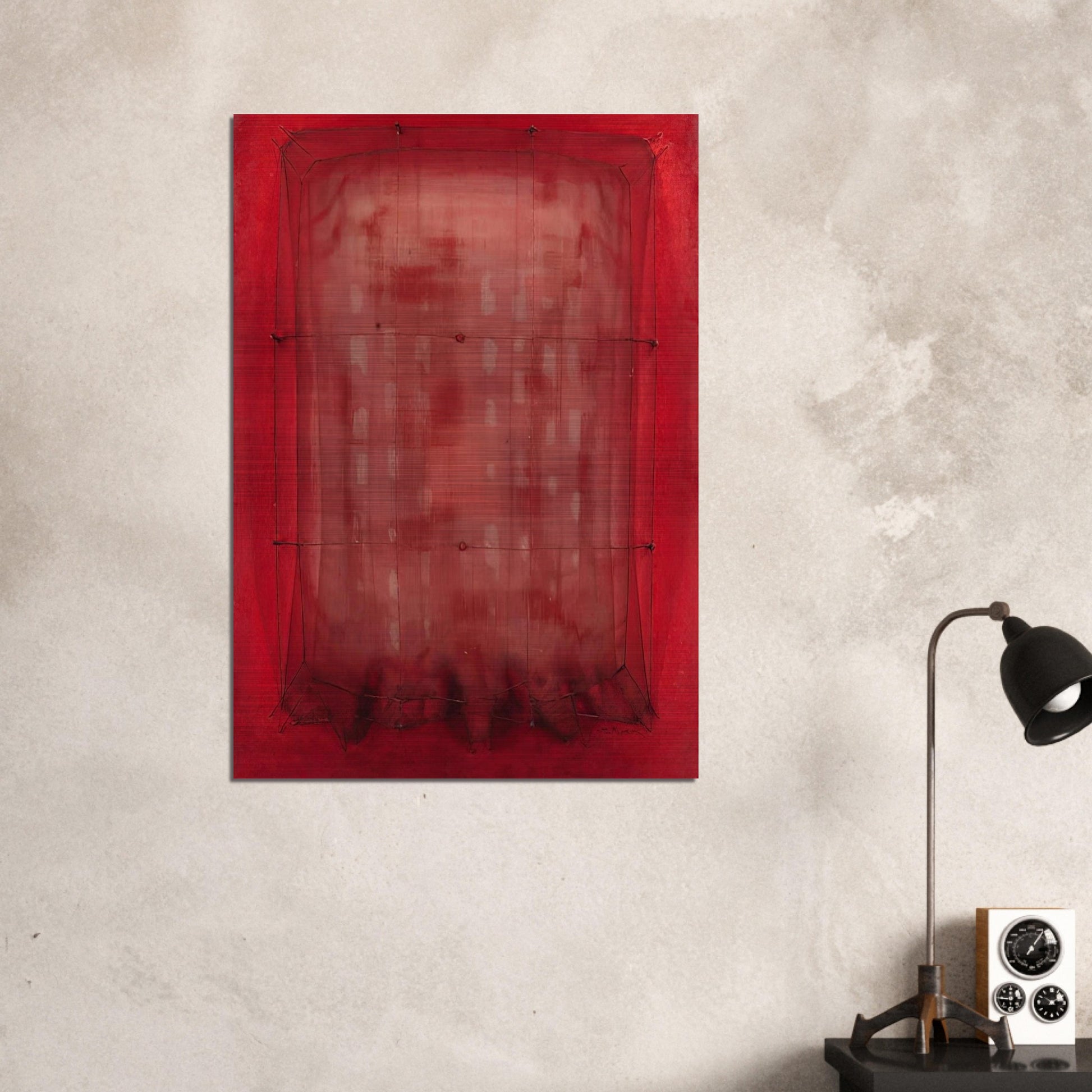 Espejo vestido de rojo - Art Informel - Manuel Rivera Brushed Aluminum Print - 70x100 cm / 28x40 inches | Manuel Rivera Aluminum Print | Manuel Rivera Prints