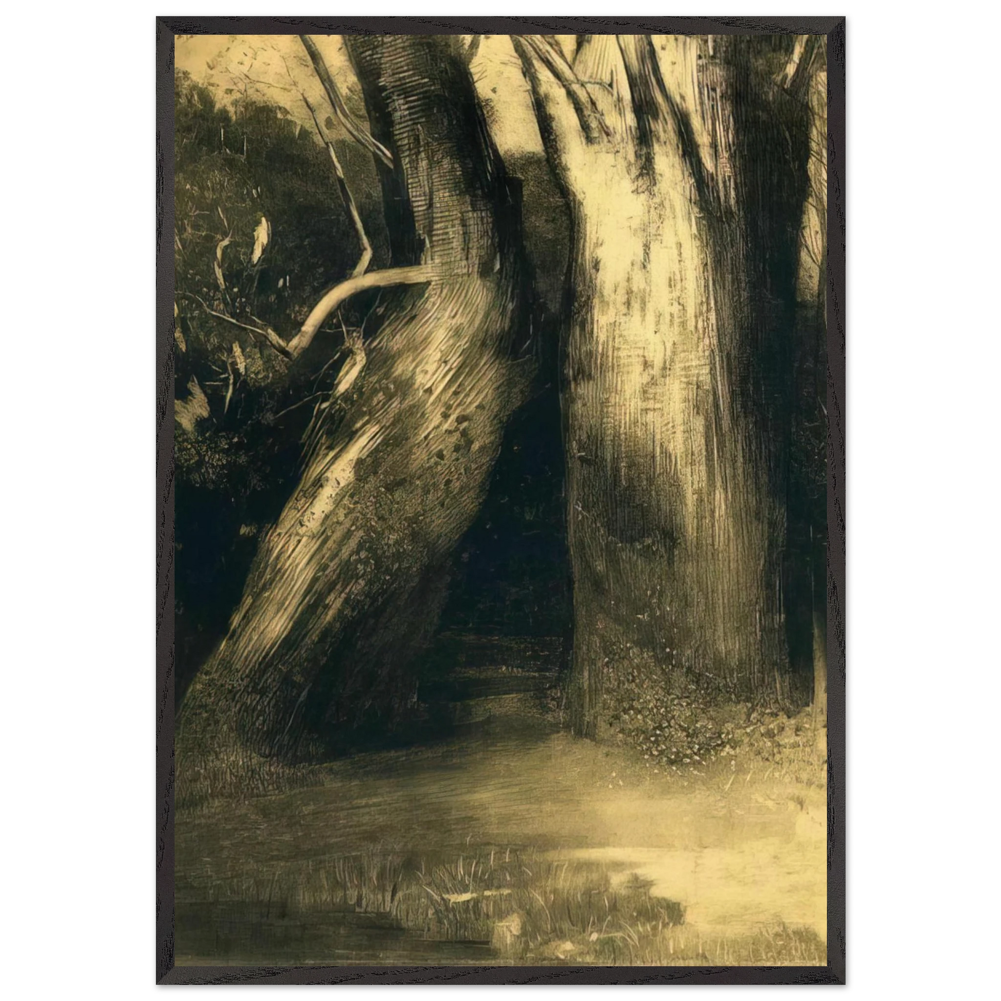 TWO TREES 1875 - Odilon Redon Framed Art Print – Black Wooden Frame - Default Title - -Framed Art Print