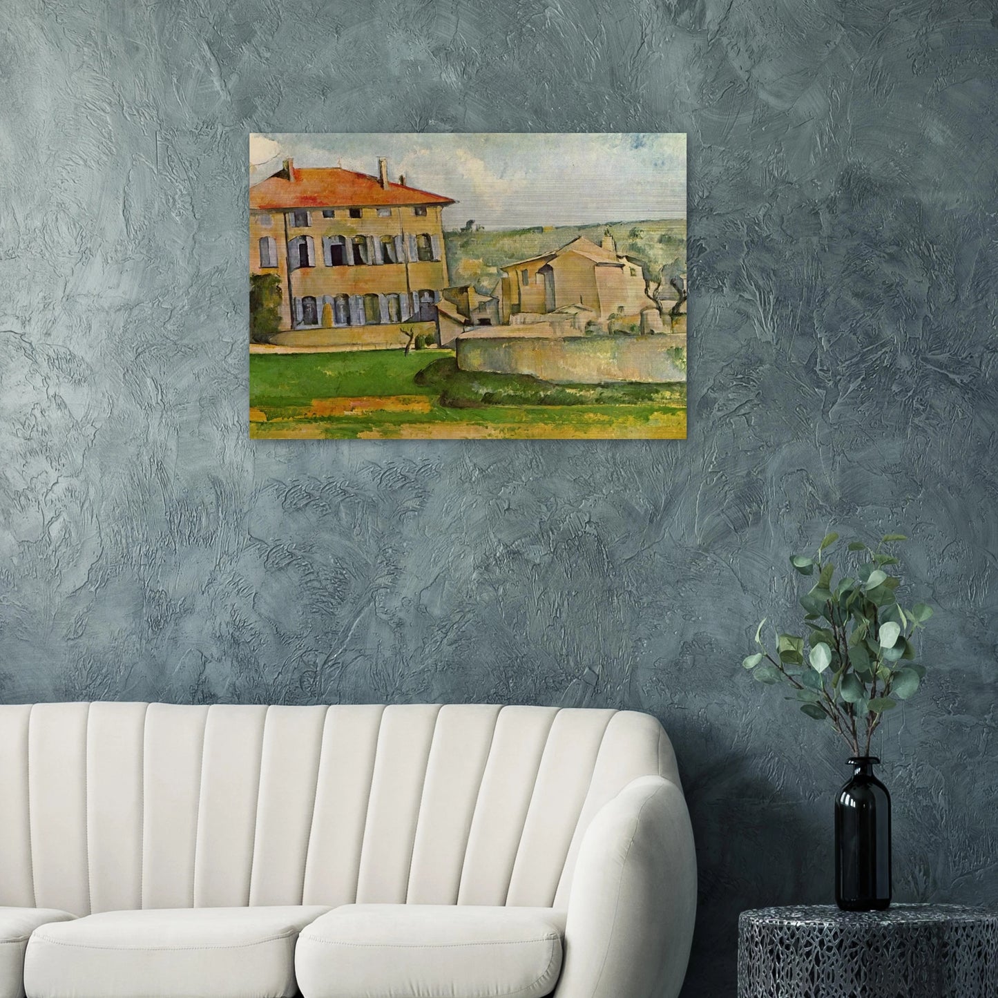 House and Farm at Jas de Bouffan - Paul Cézanne Brushed Aluminum Print - 70x100 cm / 28x40 inches | Paul Cézanne Aluminum Print | Paul Cézanne Prints