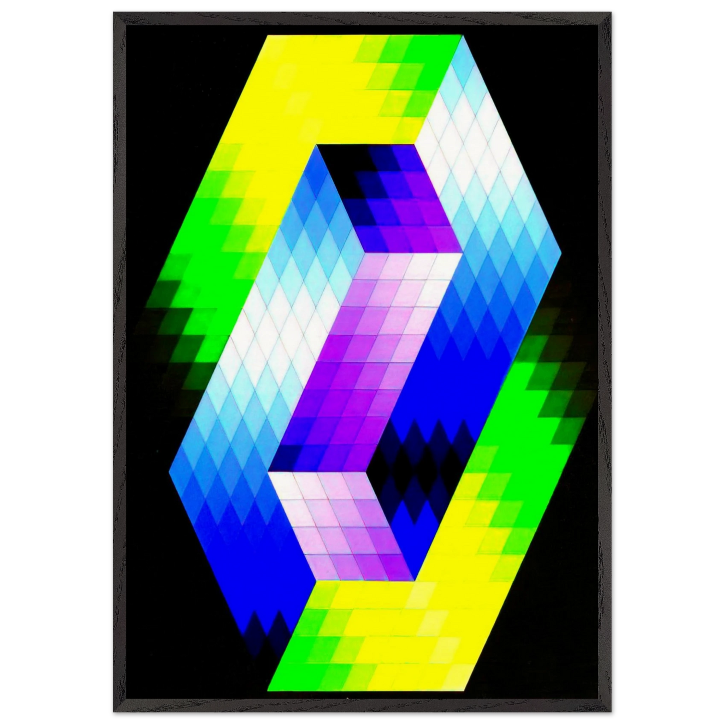 Keple Gestalt - 1968 - Victor Vasarely Framed Art Print – Black Wooden Frame - Default Title - -Framed Art Print