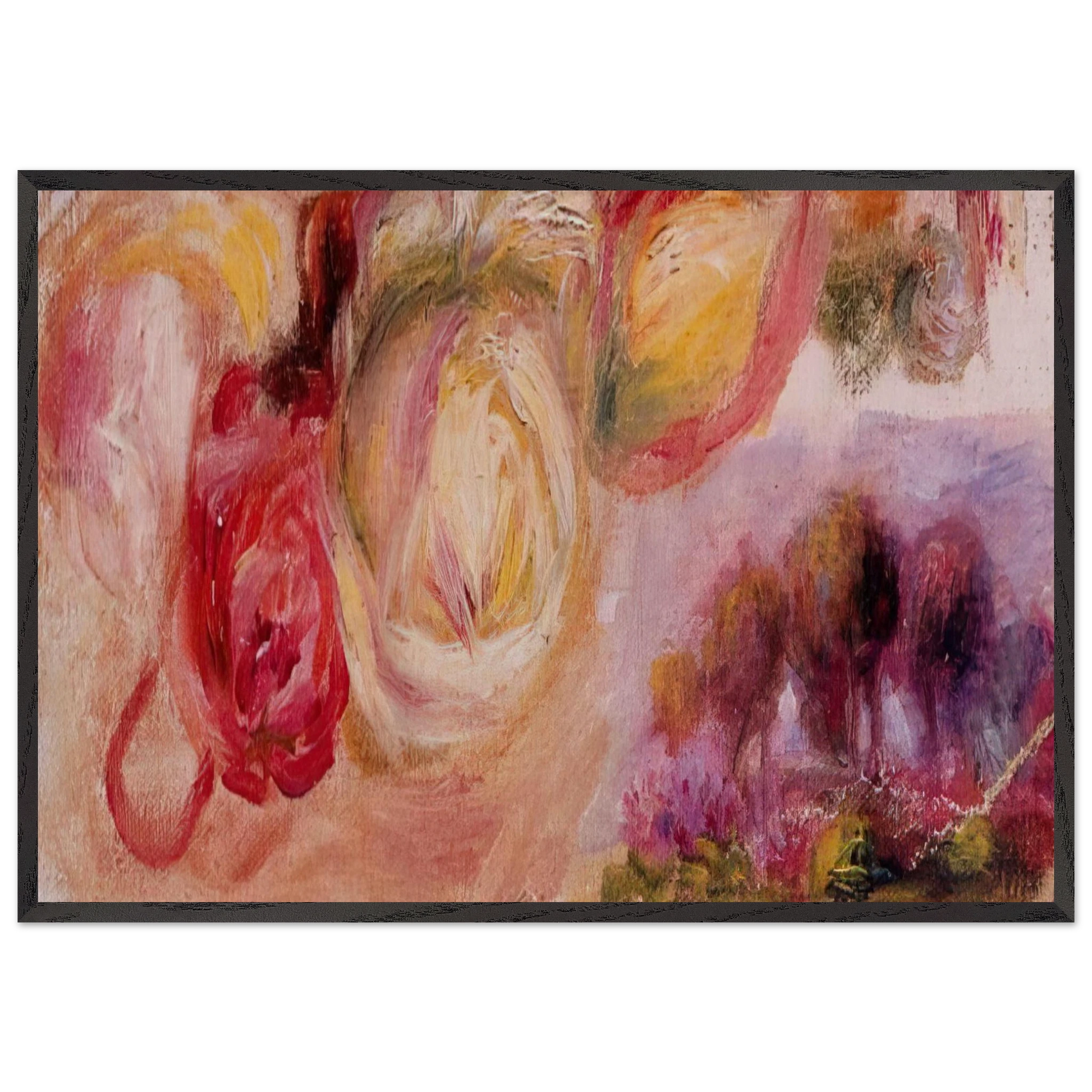 Roses with a Landscape - Pierre-Auguste Renoir Framed Art Print – Black Wooden Frame - Default Title - -Framed Art Print