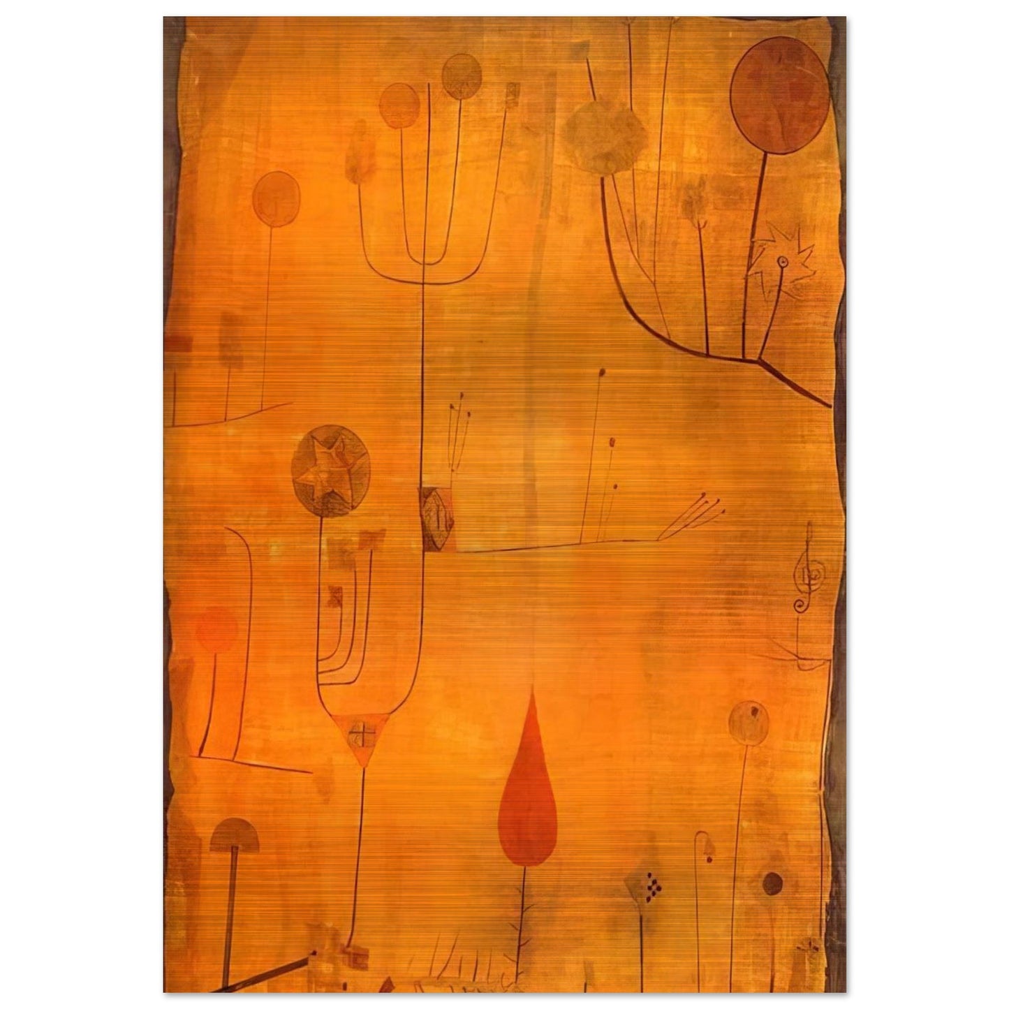 FRUITS ON RED 1930 - Paul Klee Brushed Aluminum Print - 70x100 cm / 28x40 inches | Paul Klee Aluminum Print | Paul Klee Prints