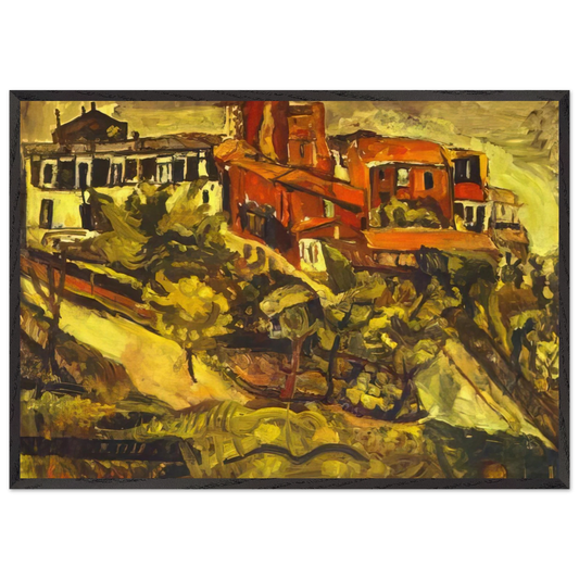 RED HOUSES - Chaim Soutine Framed Art Print – Black Wooden Frame - Default Title - -Framed Art Print