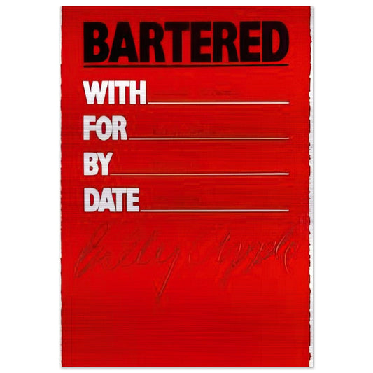 Bartered - 1986 - Billy Apple Brushed Aluminum Print - 70x100 cm / 28x40 inches | Billy Apple Aluminum Print | Billy Apple Prints