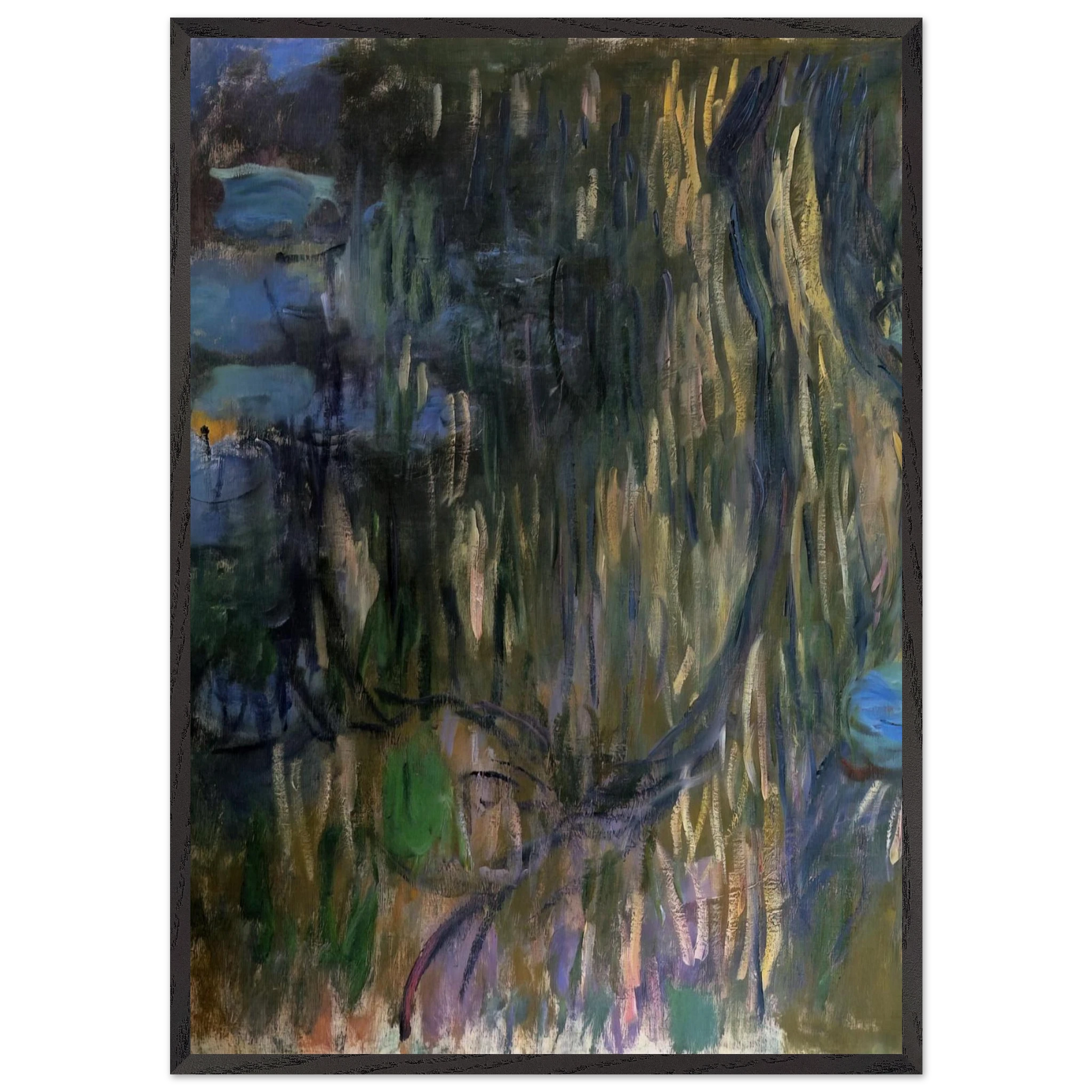 Water Lilies Reflections of Weeping Willows left half - claude monet Framed Art Print – Black Wooden Frame - Default Title - -Framed Art Print