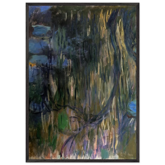 Water Lilies Reflections of Weeping Willows left half - claude monet Framed Art Print – Black Wooden Frame - Default Title - -Framed Art Print
