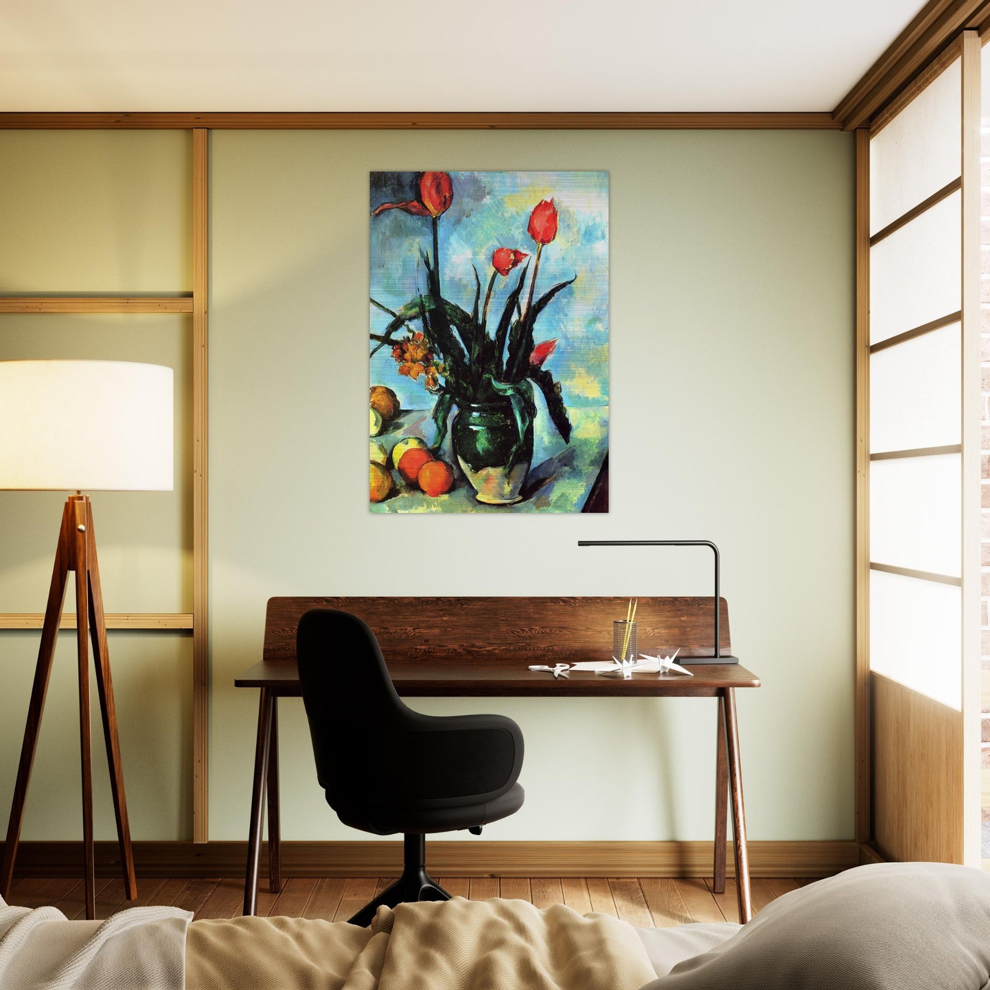 Tulips in a Vase - Paul Cézanne Brushed Aluminum Print - 70x100 cm / 28x40 inches | Paul Cézanne Aluminum Print | Paul Cézanne Prints