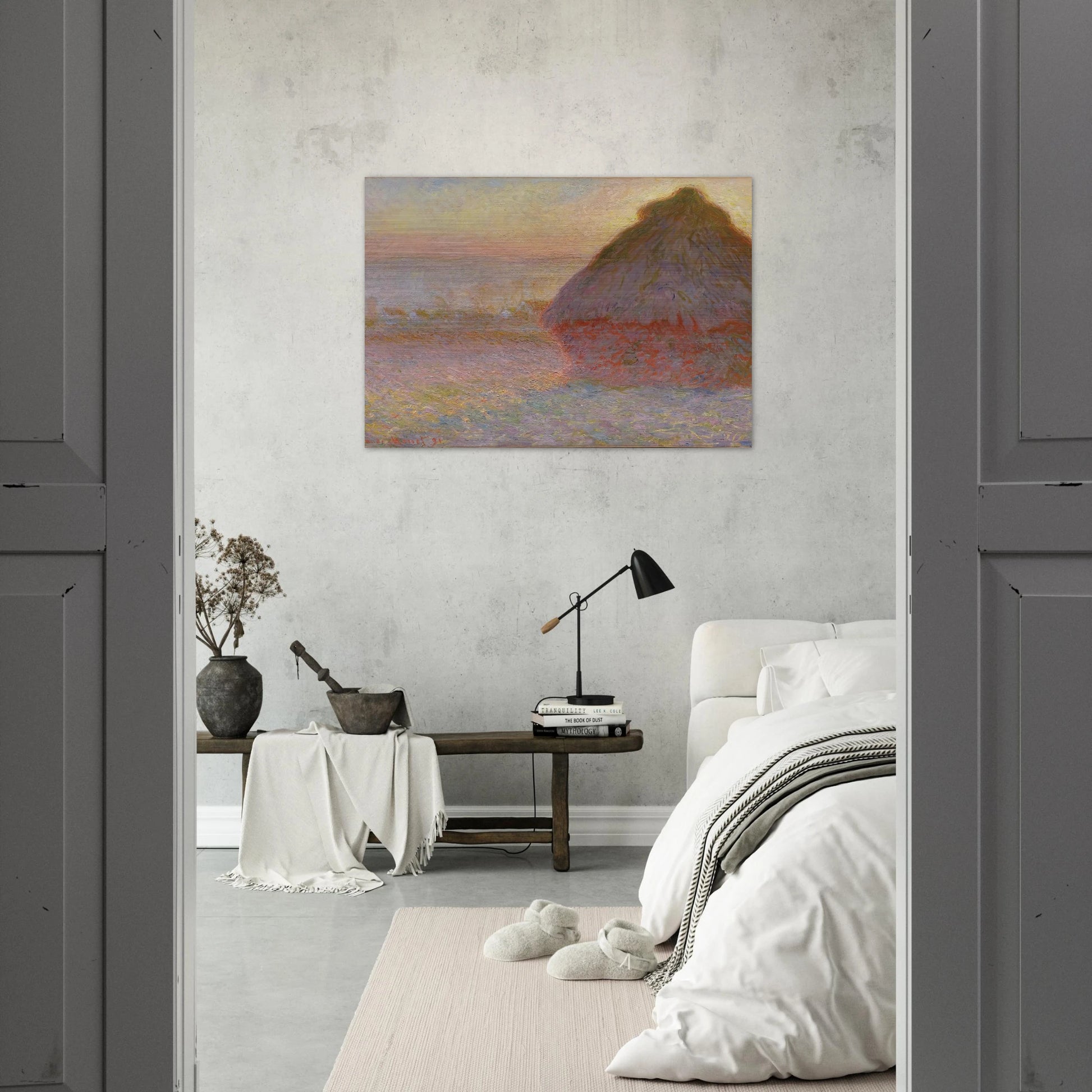 Grainstack Sunset - claude monet Brushed Aluminum Print - 70x100 cm / 28x40 inches | claude monet Aluminum Print | claude monet Prints