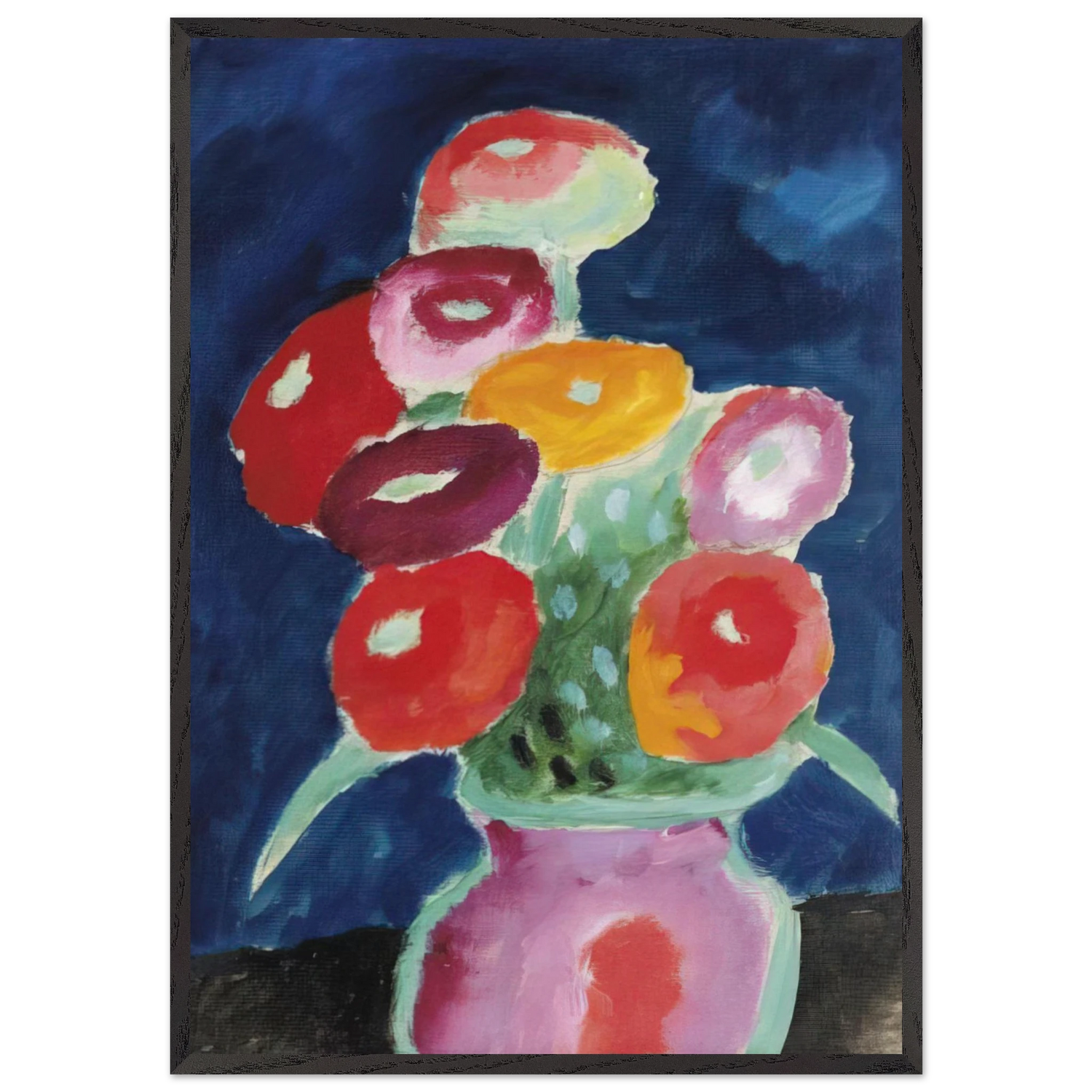 BLUMEN IN EINER VASE 1918 - Alexej von Jawlensky Framed Art Print – Black Wooden Frame - Default Title - -Framed Art Print