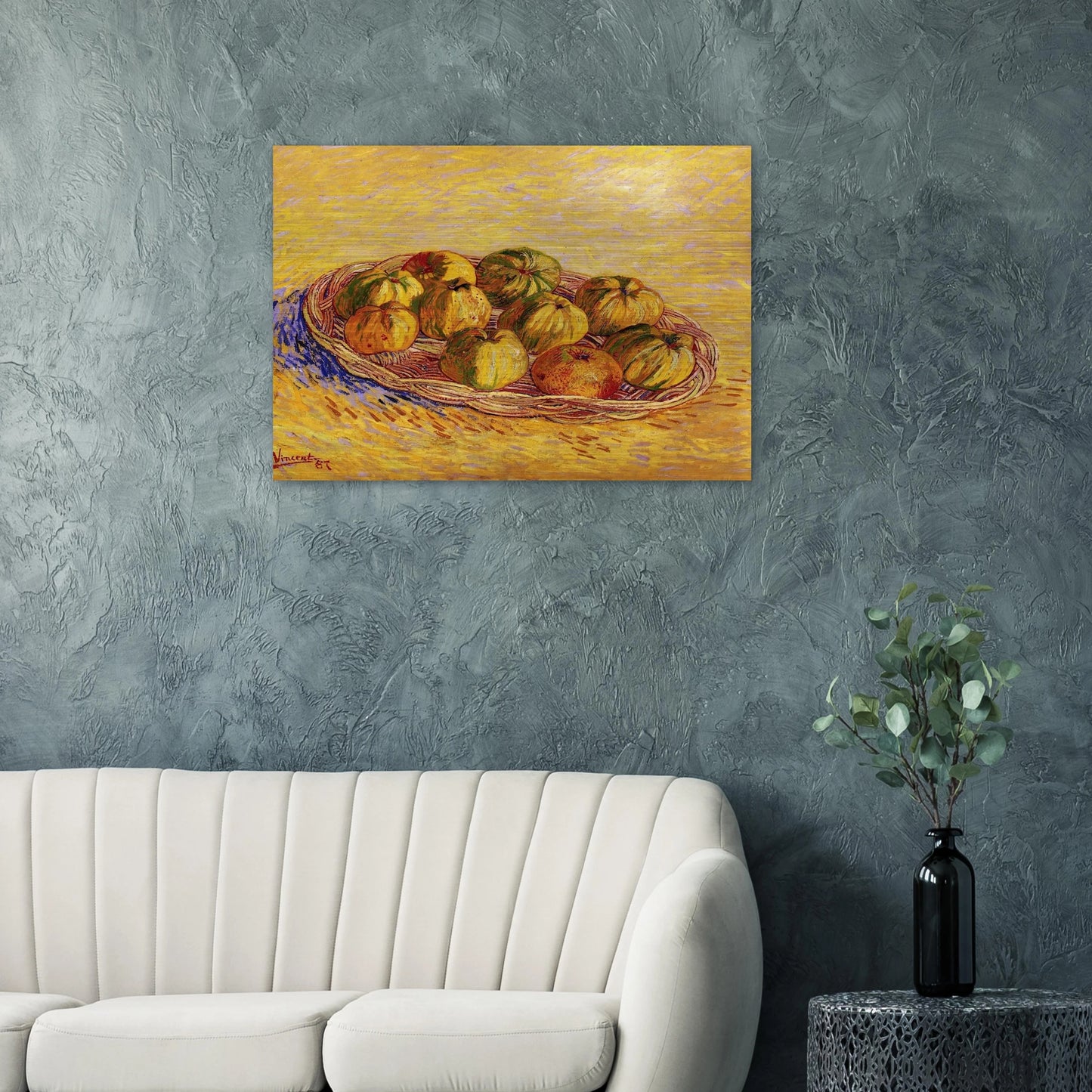 Still Life with Basket of Apples - Vincent van Gogh Brushed Aluminum Print - 70x100 cm / 28x40 inches | Vincent van Gogh Aluminum Print | Vincent van Gogh Prints