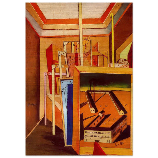 METAPHYSICAL INTERIOR OF STUDIO 1948 - Giorgio de Chirico Brushed Aluminum Print - 70x100 cm / 28x40 inches | Giorgio de Chirico Aluminum Print | Giorgio de Chirico Prints