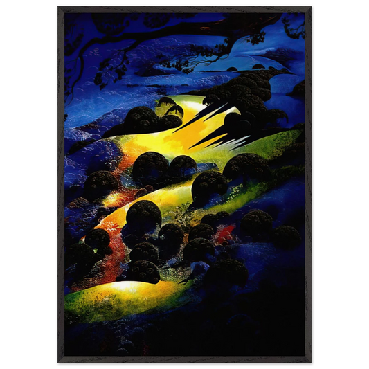 Sunset Flame - Eyvind Earle 70x100 cm / 28x40 inches Framed Art Print – Black Wooden Frame