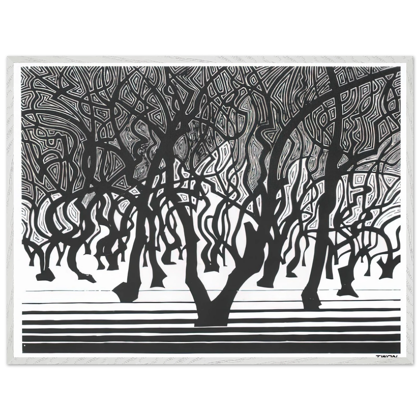 MC Escher - WOODS NEAR MENTON Wall Art - 21x29.7 cm / 8x12" - Premium Wooden Framed Poster With Fine Art Paper - Black frame