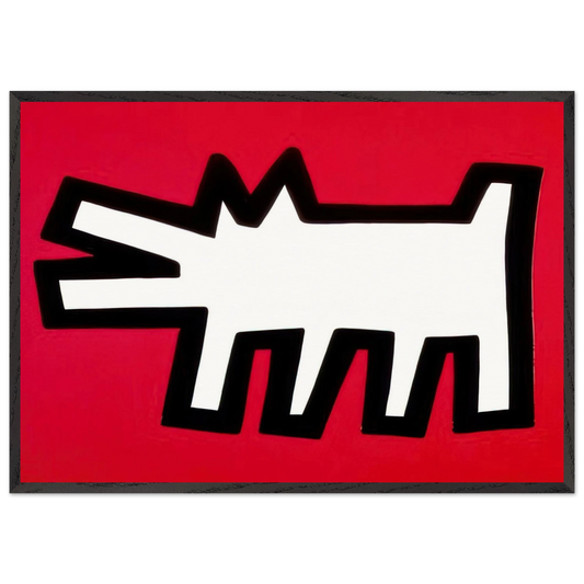 BARKING DOG 1990 N1 - Keith Haring Framed Art Print – Black Wooden Frame - Default Title - -Framed Art Print