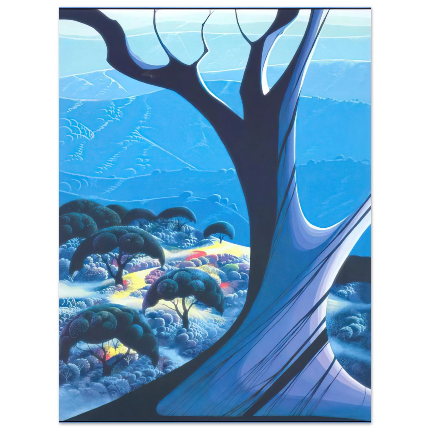 Eyvind Earle - Purple Treeand Mountains Fine Art Poster - Default Title