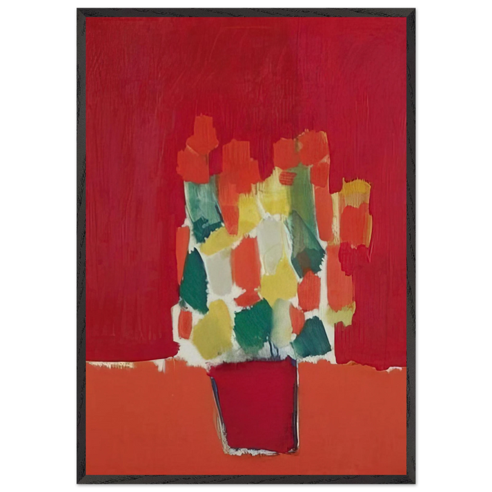 Fleurs rouges - 1952 - Nicolas de Stael 70x100 cm / 28x40 inches Framed Art Print – Black Wooden Frame