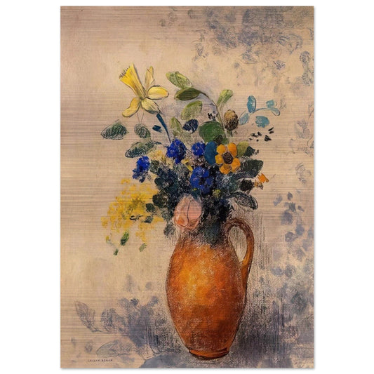 VASE OF FLOWERS 1908 - Odilon Redon Brushed Aluminum Print - 70x100 cm / 28x40 inches | Odilon Redon Aluminum Print | Odilon Redon Prints