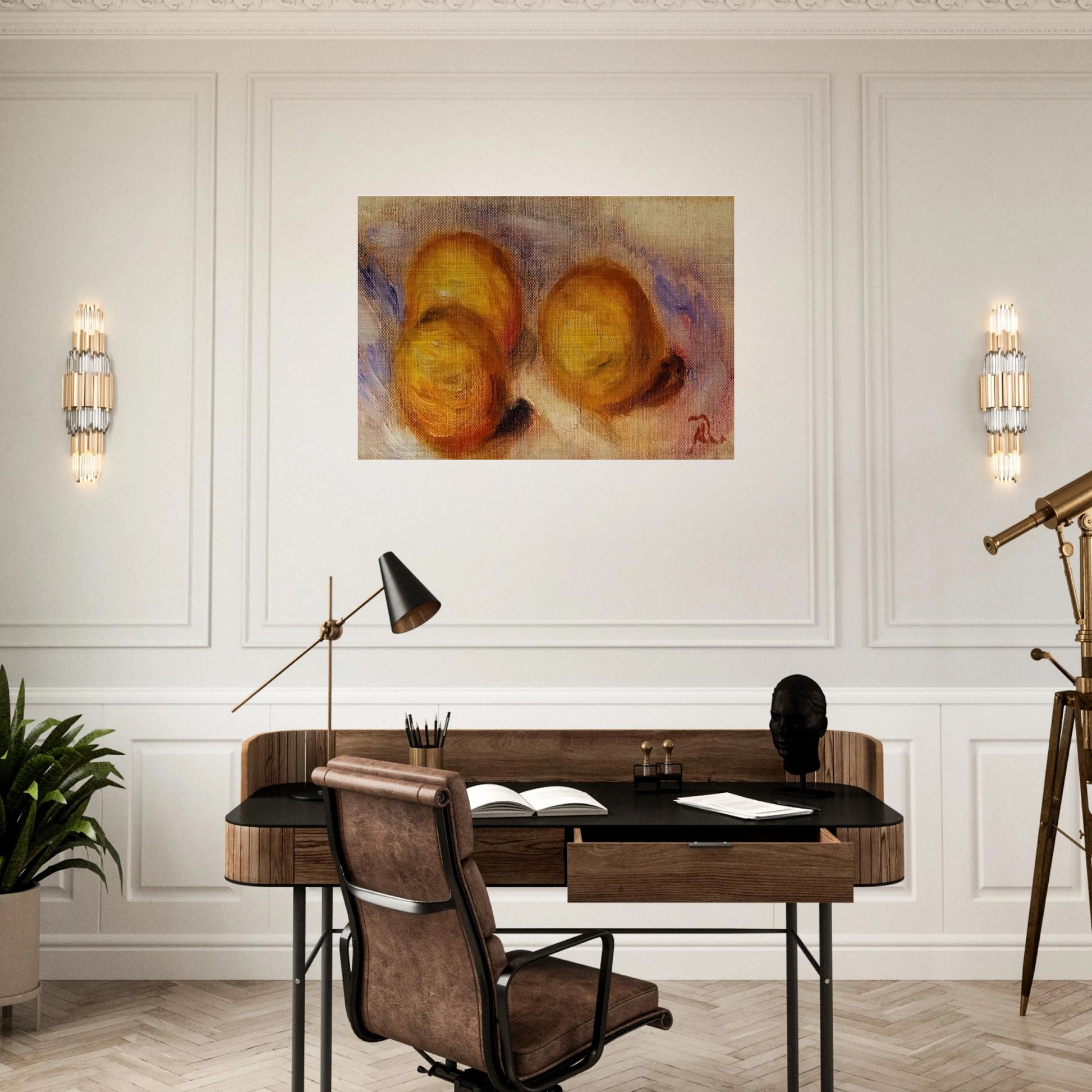 Three Lemons - Pierre-Auguste Renoir Brushed Aluminum Print - 70x100 cm / 28x40 inches | Pierre-Auguste Renoir Aluminum Print | Pierre-Auguste Renoir Prints