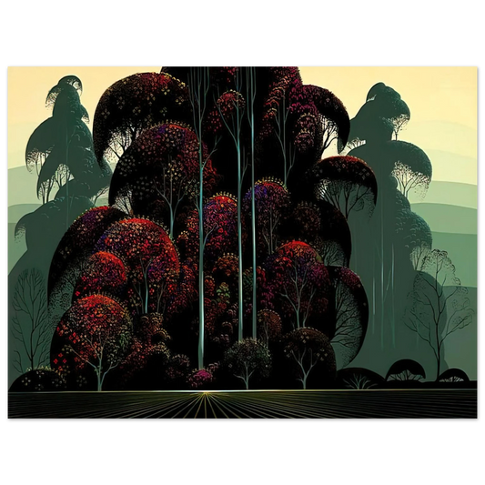 Eyvind Earle - Crimson Autumn Fine Art Poster - Default Title