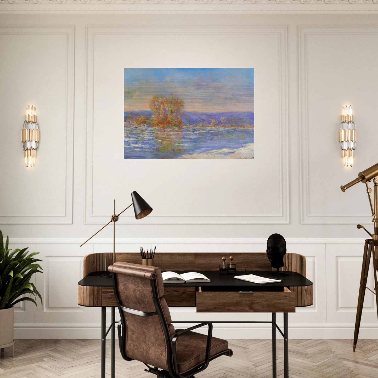 Floating Ice near Bennecourt - claude monet Brushed Aluminum Print - 70x100 cm / 28x40 inches | claude monet Aluminum Print | claude monet Prints