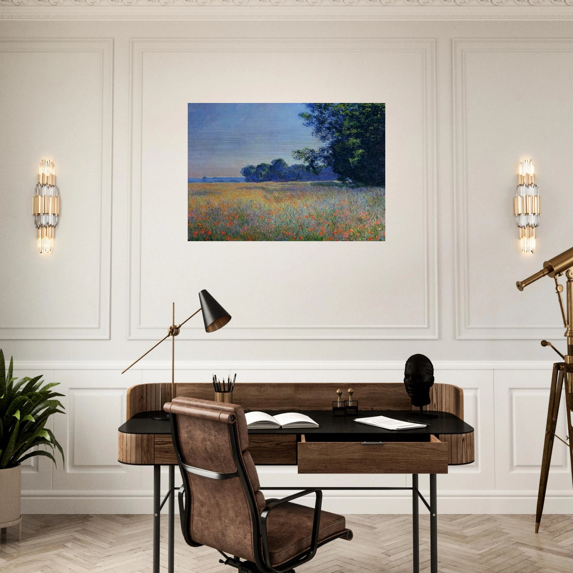 Oat and Poppy Field, Giverny - claude monet Brushed Aluminum Print - 70x100 cm / 28x40 inches | claude monet Aluminum Print | claude monet Prints