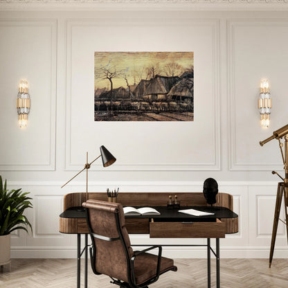 Houses with Thatched Roofs - Vincent van Gogh Brushed Aluminum Print - 70x100 cm / 28x40 inches | Vincent van Gogh Aluminum Print | Vincent van Gogh Prints