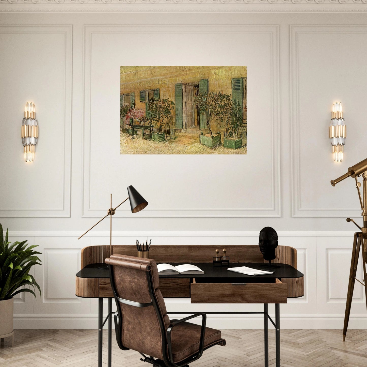 Exterior of a Restaurant at Asnieres - Vincent van Gogh Brushed Aluminum Print - 70x100 cm / 28x40 inches | Vincent van Gogh Aluminum Print | Vincent van Gogh Prints