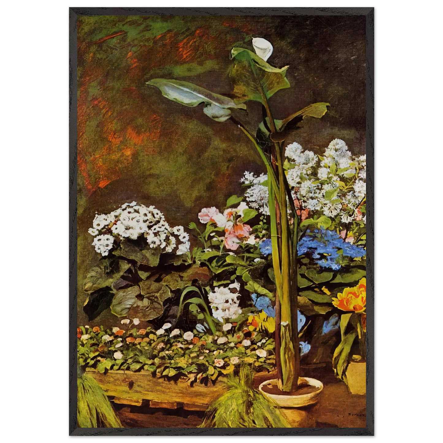 Arum and Conservatory Plants - Pierre-Auguste Renoir Framed Art Print – Black Wooden Frame - Default Title - -Framed Art Print